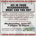 Up Coming Events to Understand How ICE is Treating our Friends and Neighbors
