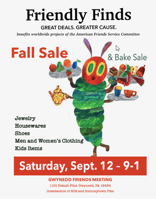 Gwynedd Meeting's AFSC Friendly Finds sale - September 12th